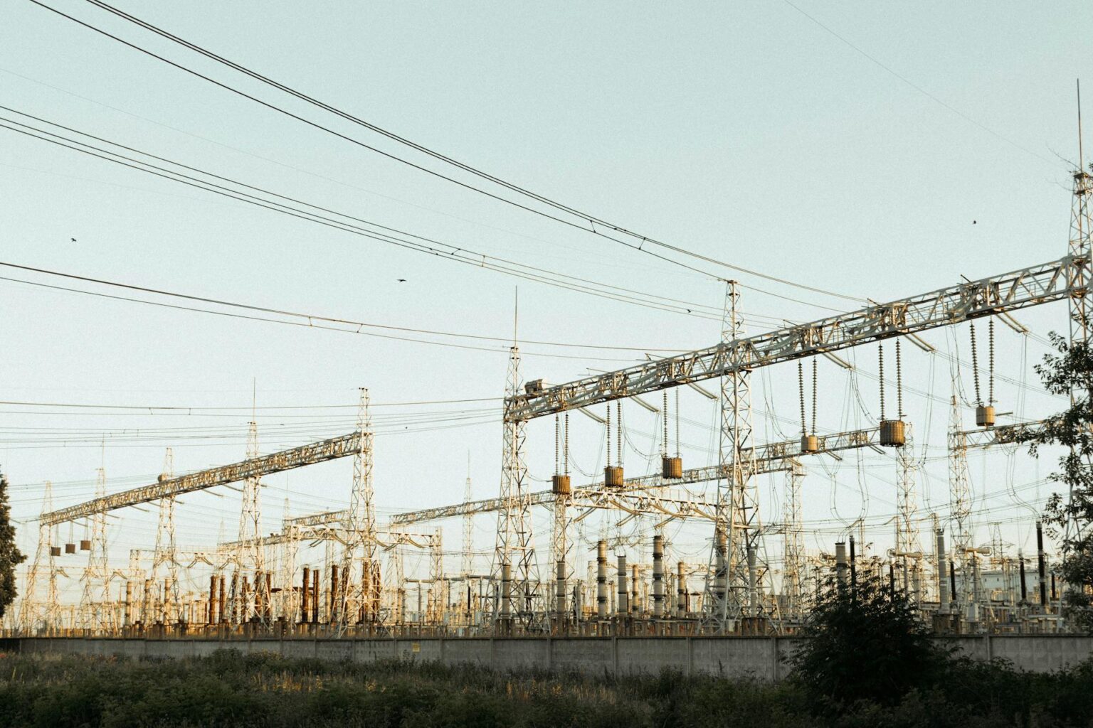 High-voltage electrical transmission lines and power grid infrastructure