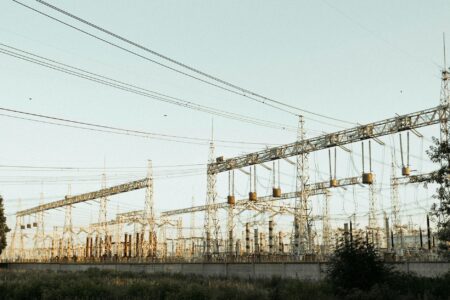 High-voltage electrical transmission lines and power grid infrastructure