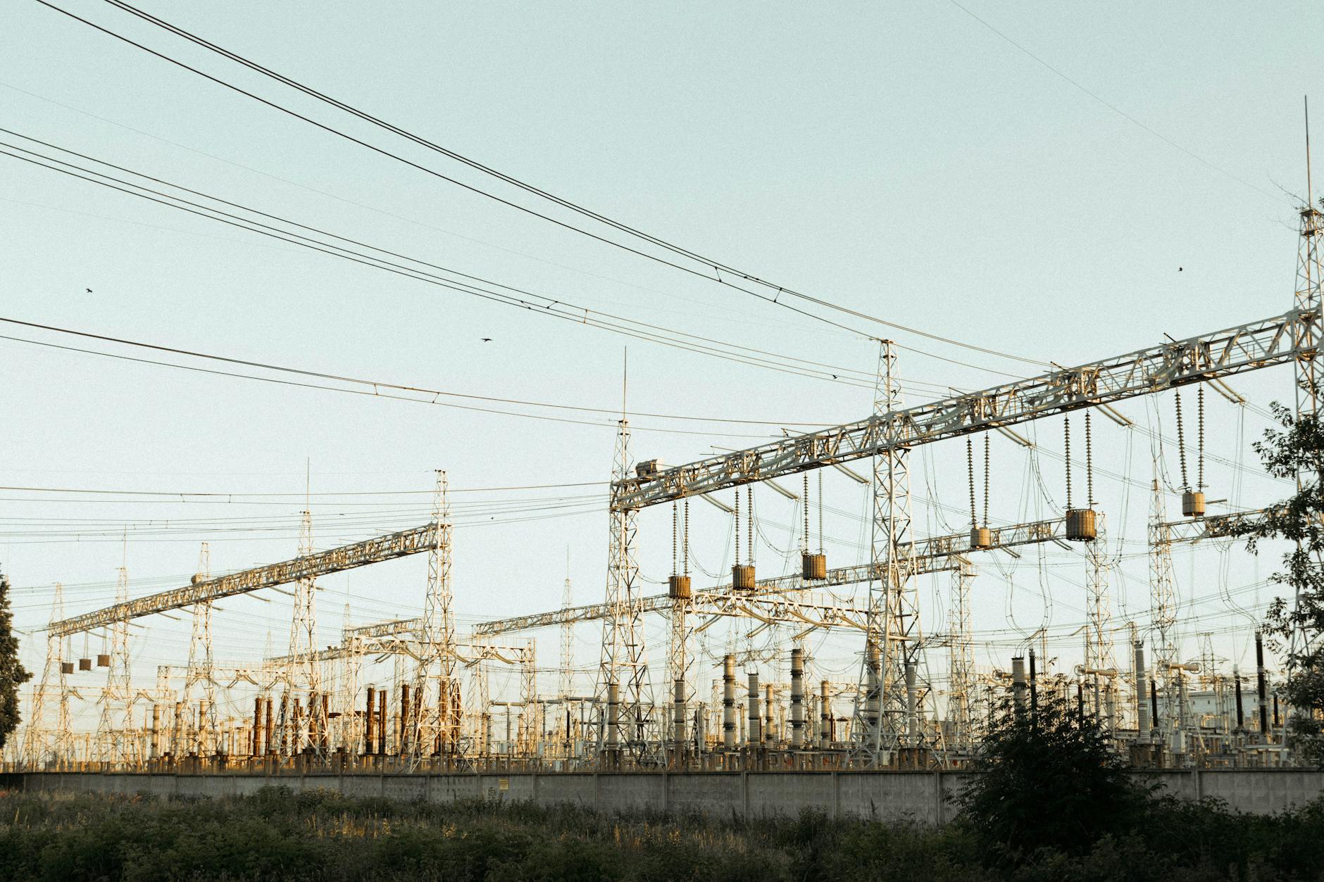 High-voltage electrical transmission lines and power grid infrastructure