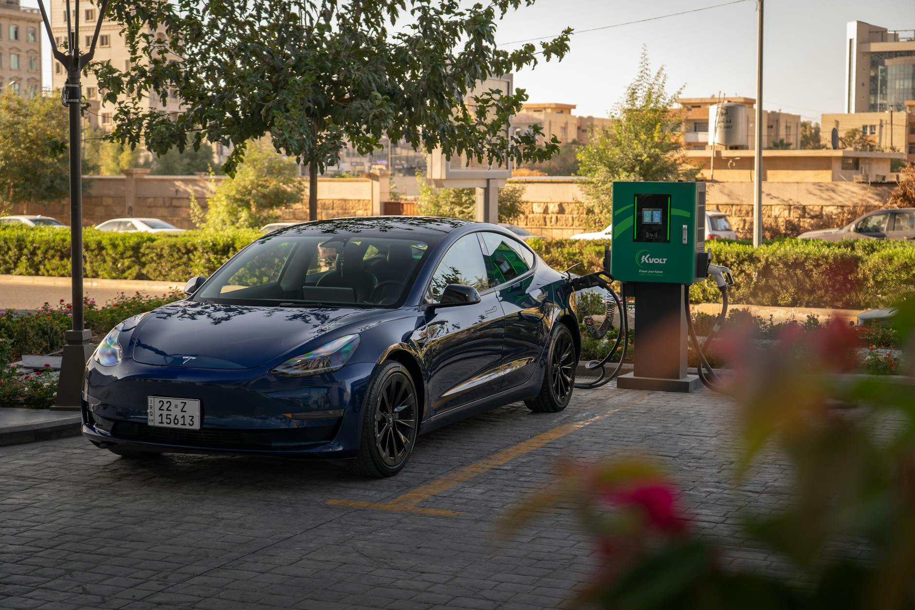 Modern electric vehicle charging at public station