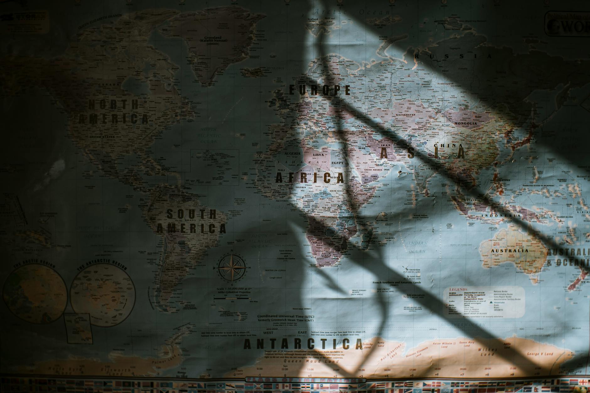 World map showing global connections and international business networks