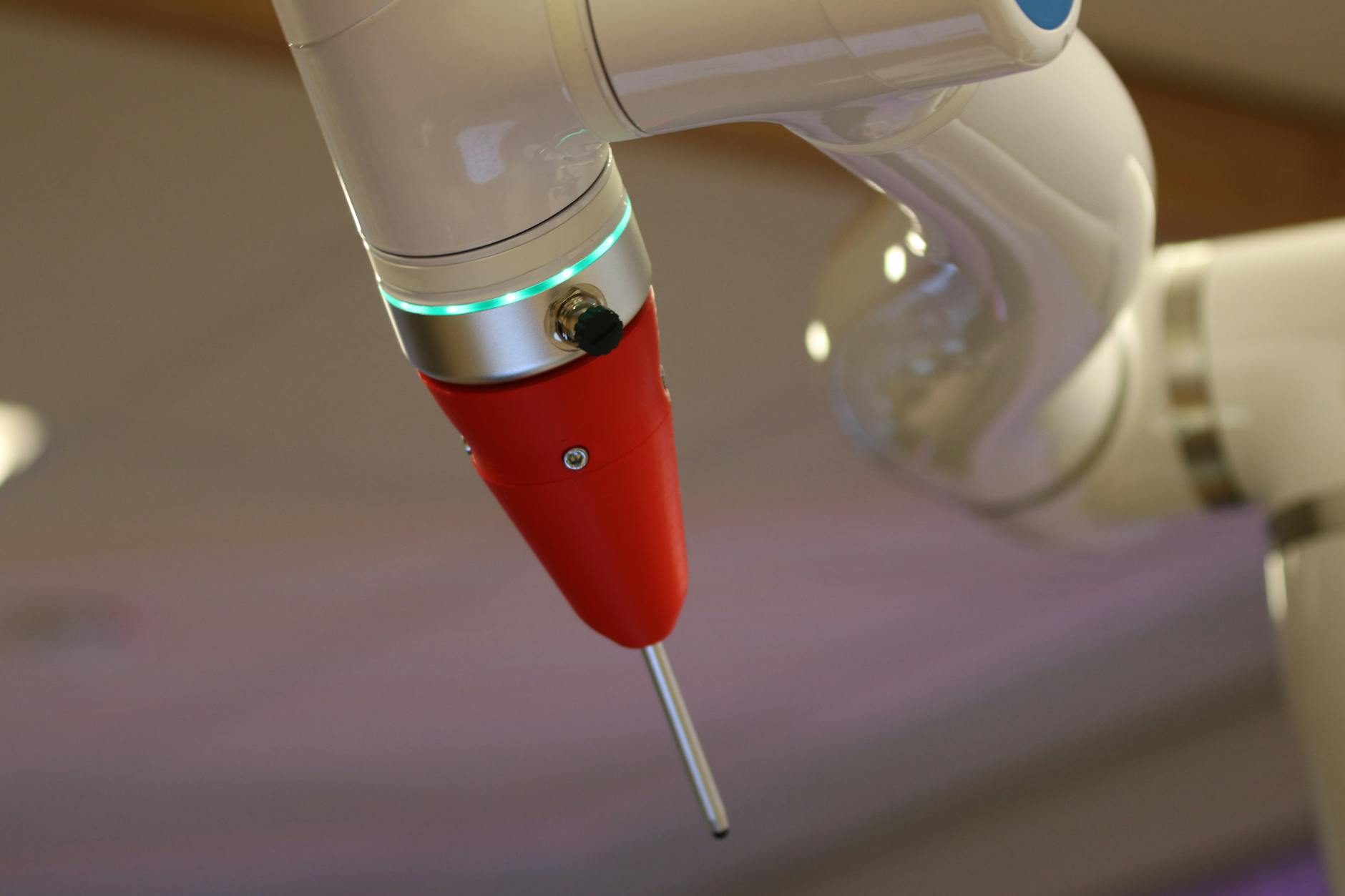 Industrial robotic arm in automated facility performing precision tasks