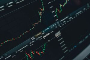 Stock market chart showing equity index price movements on a trading screen
