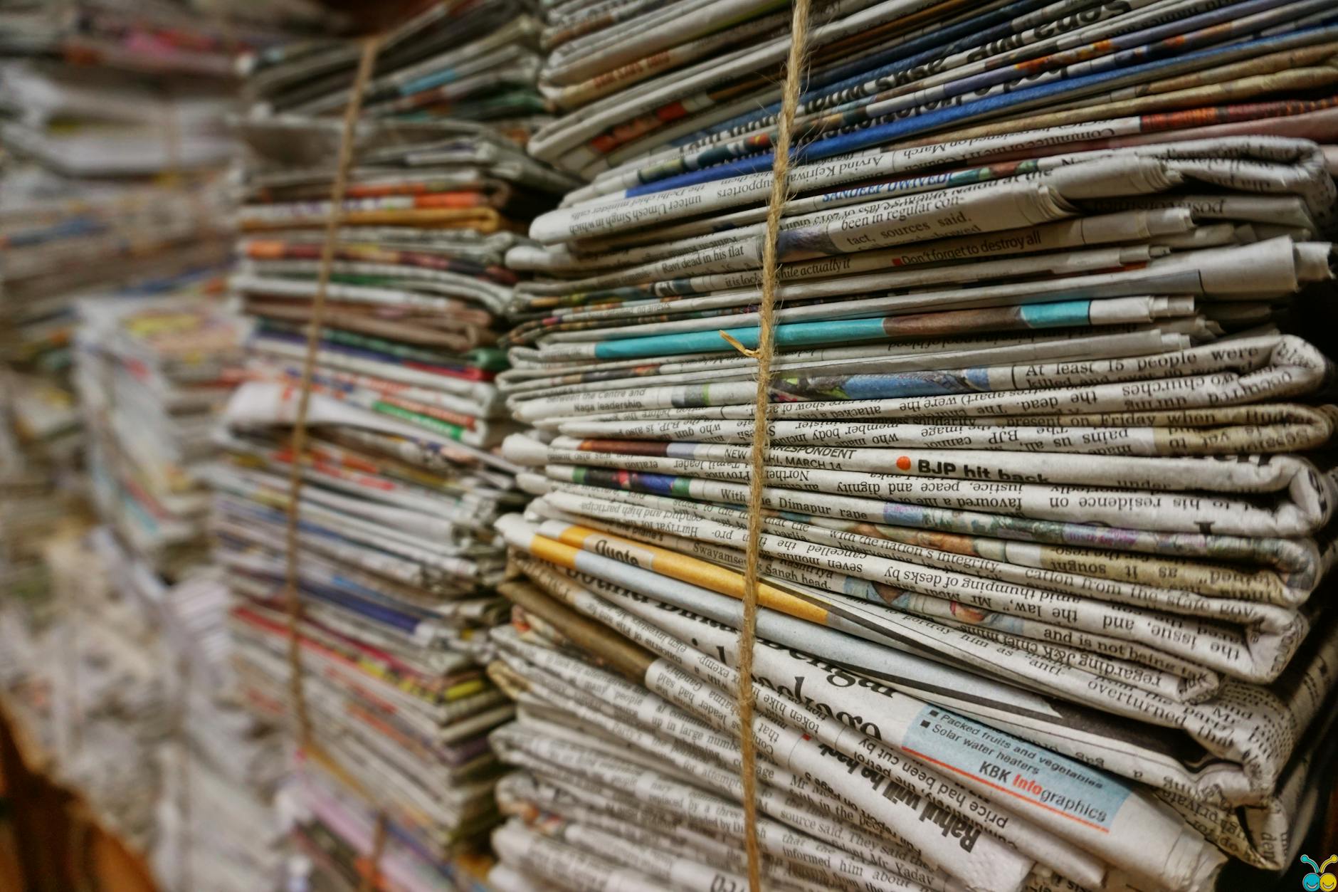 Stack of regional newspapers showing traditional print media format
