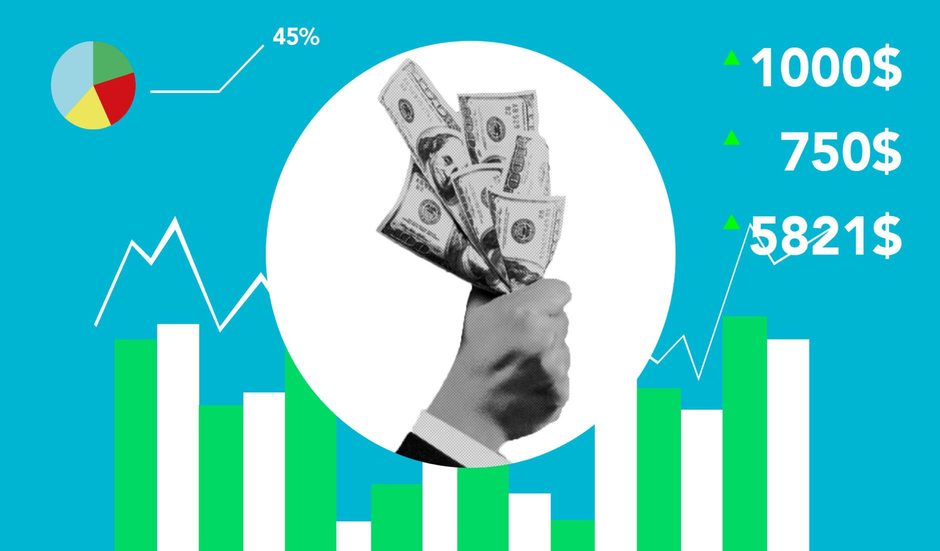 Financial chart showing steady income projections over time