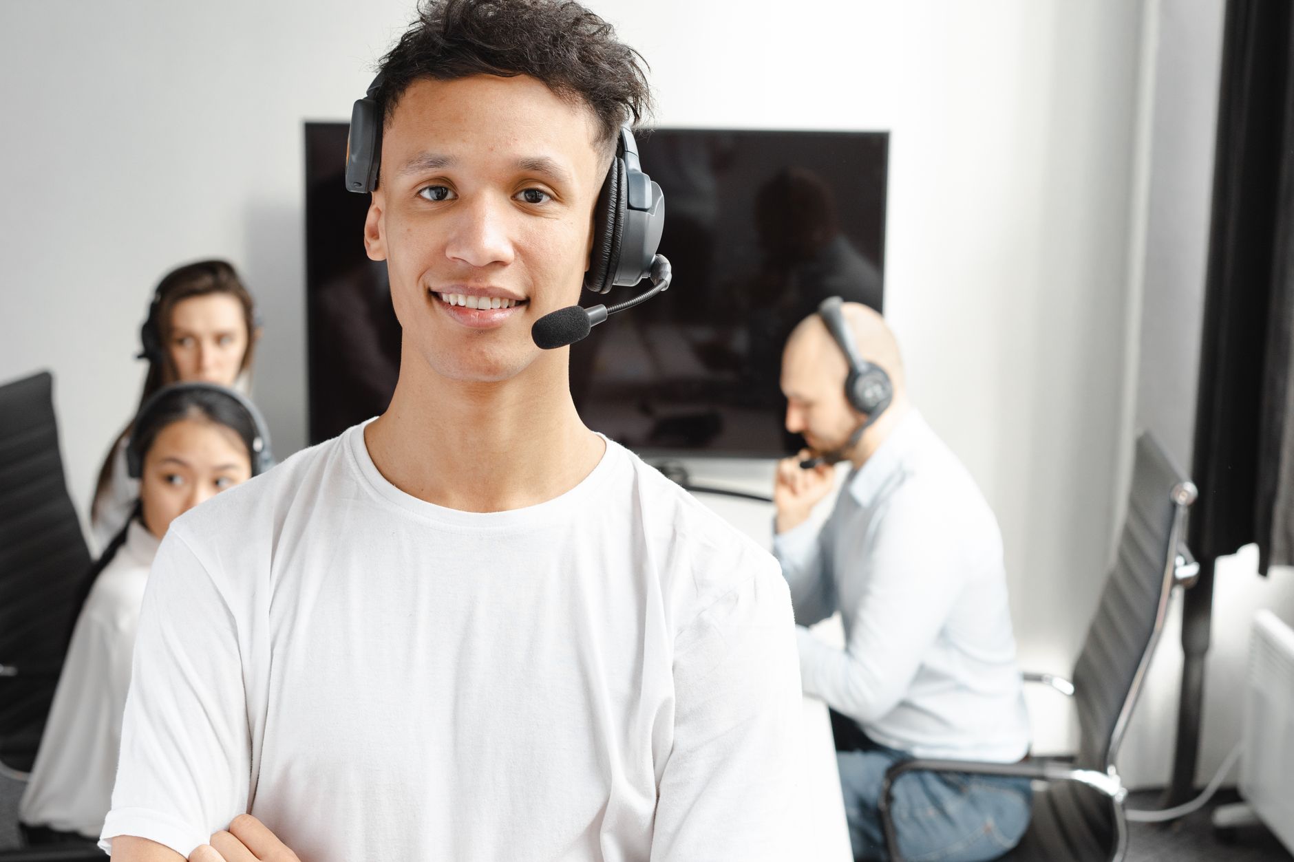 Customer service representative on phone handling account inquiries