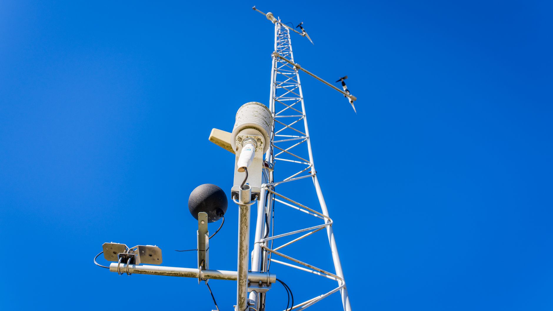 Remote weather monitoring station in a rural agricultural area used for climate data collection