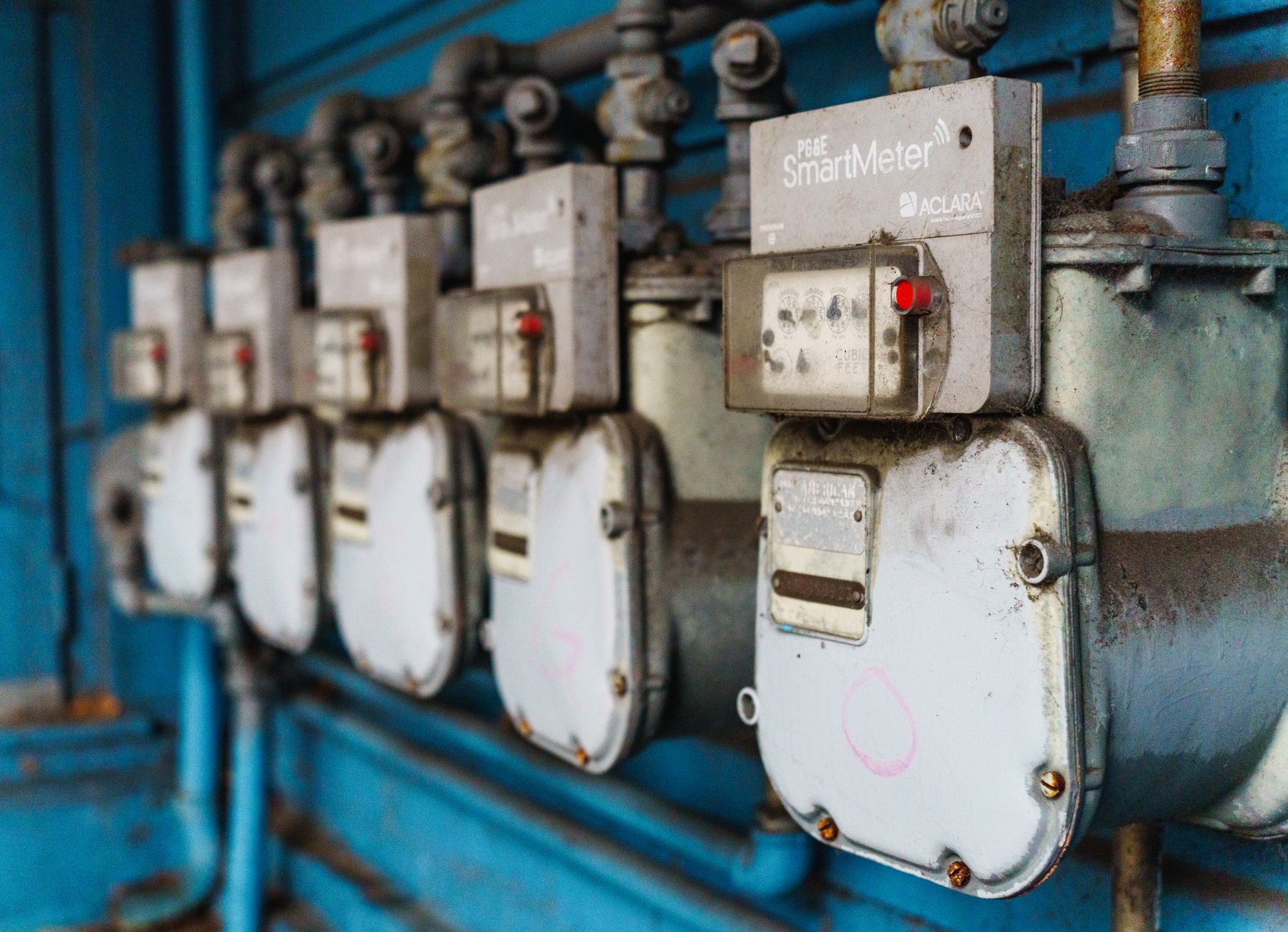Close-up of a residential water meter measuring household consumption