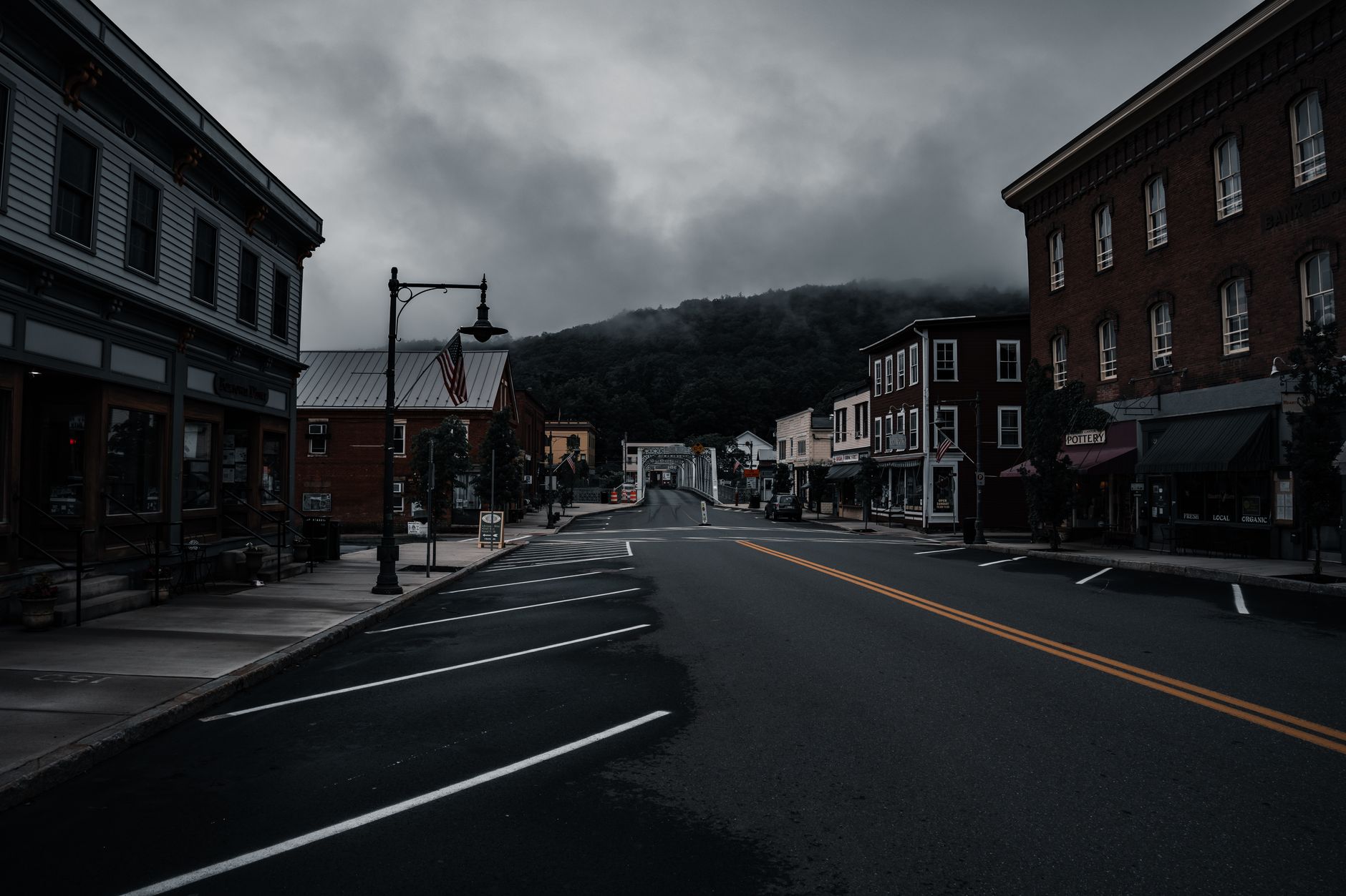 Quiet main street in a small rural American town