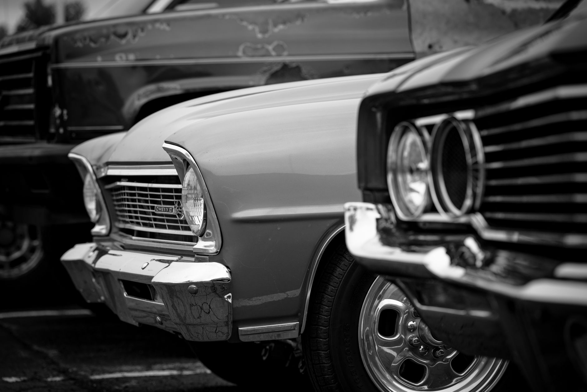 Vehicles lined up at an auto auction facility