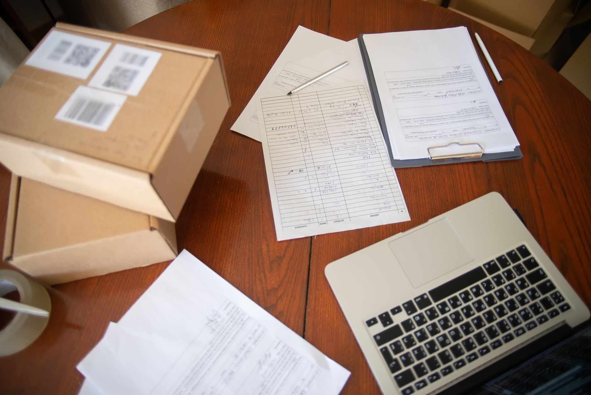 Business loan paperwork and documents on a desk