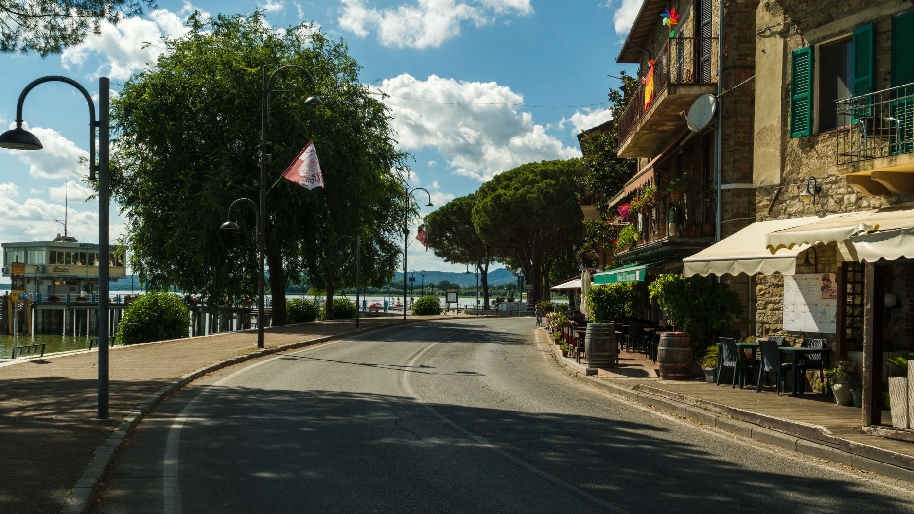 Small town main street with modest storefronts in a rural American community