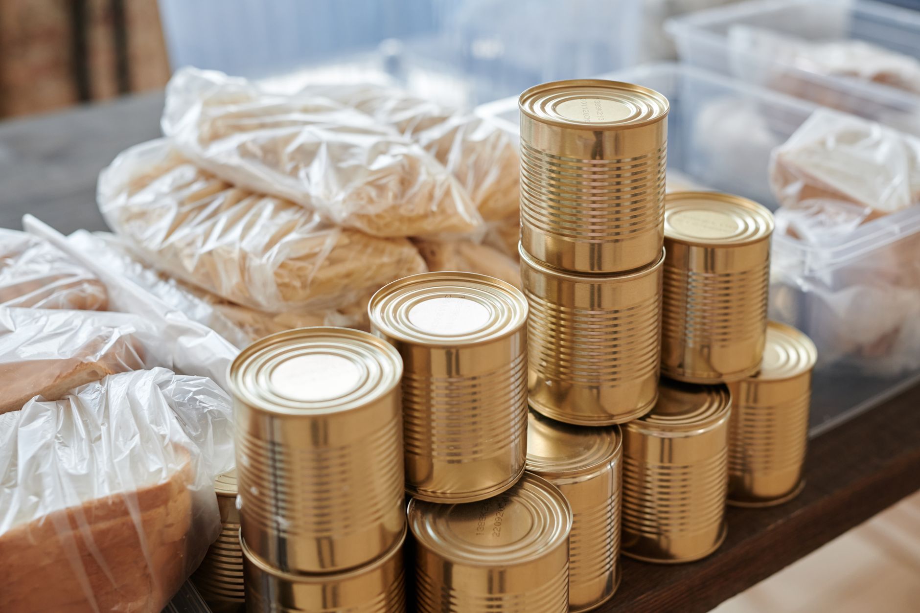 A family receiving food assistance at a neighborhood pantry